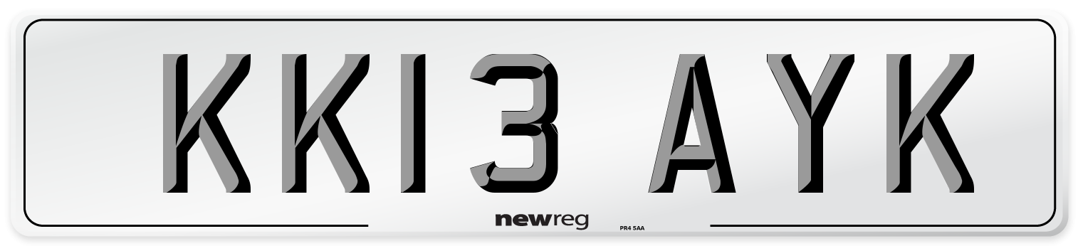 KK13 AYK Number Plate from New Reg